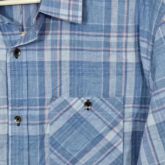 2/$30 Flag & Anthem Blue Pink Plaid Long Sleeve Button-Front Shirt Size L - Picture 2 of 7